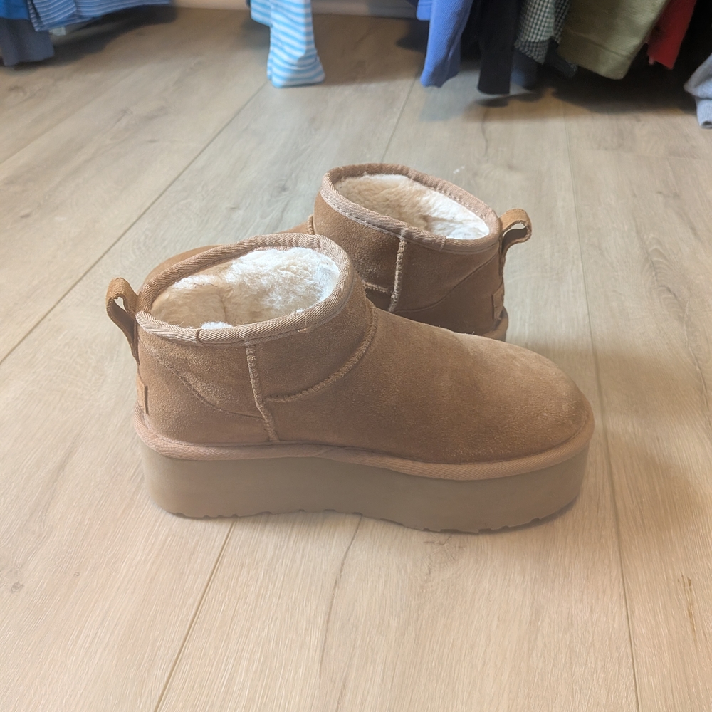 UGG Women's Brown Suede Platform Boots